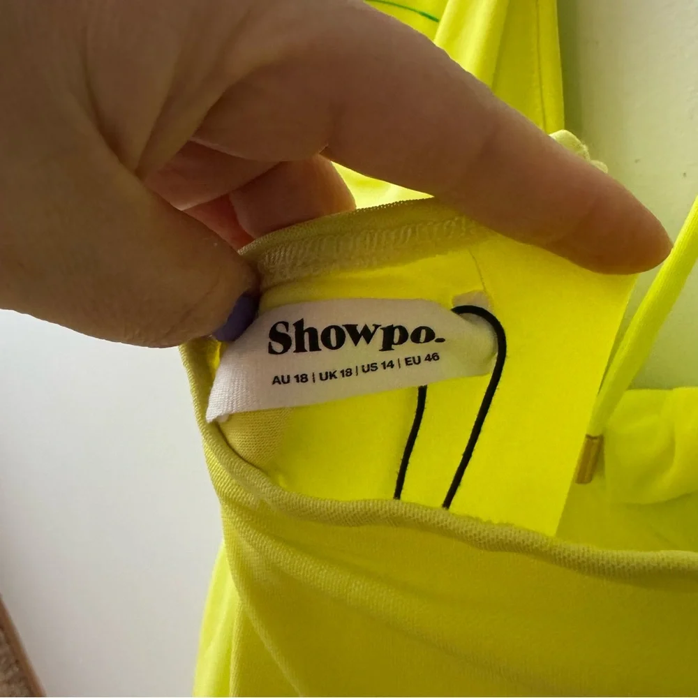 New!! Showpo Halter Ruched Side Split Dress in Citrus Size 14 - Picture 8 of 10
